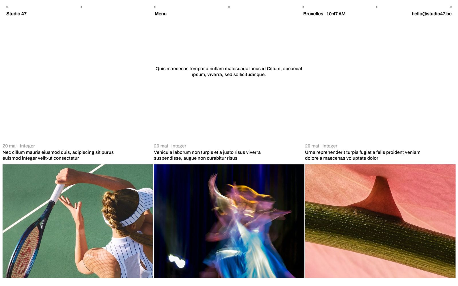 Journaalpagina van de website van Studio 47: drie productielogboeken