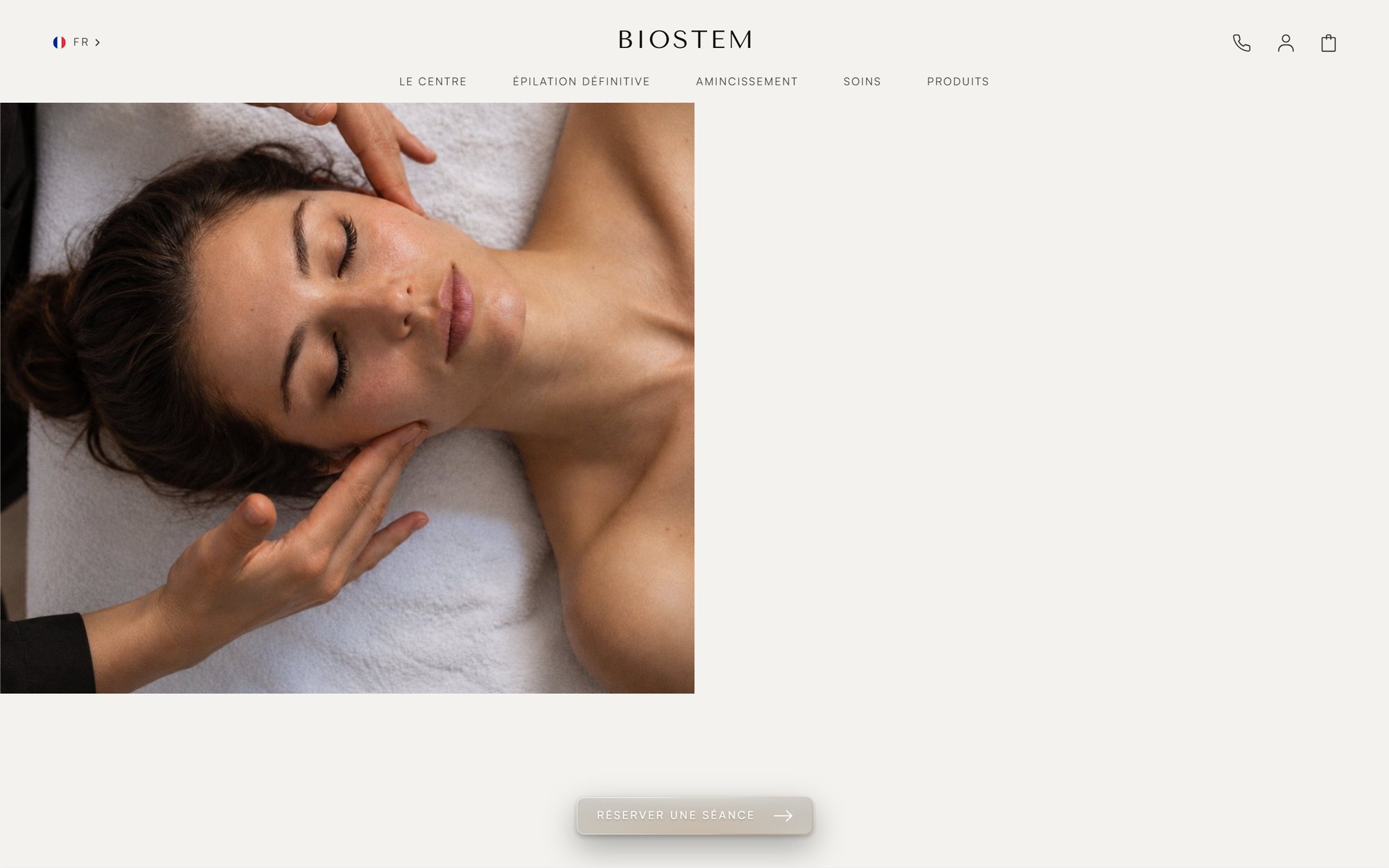 Webdesign mockup (Biostem): behandelingenpagina van de website van Biostem