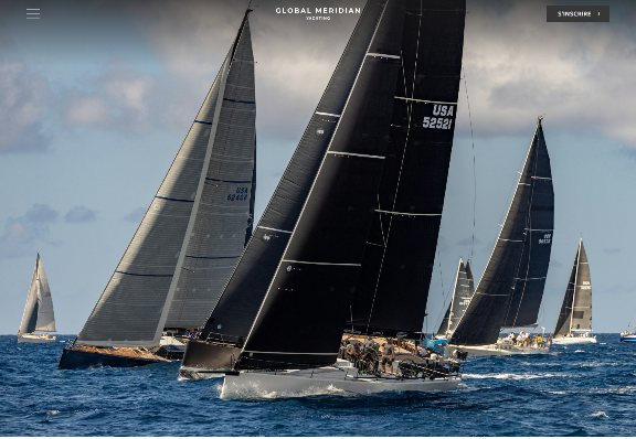 Web design mockup (Global Meridian Yacht): Homepage of the Global Meridian Yacht website: fleet racing in full screen