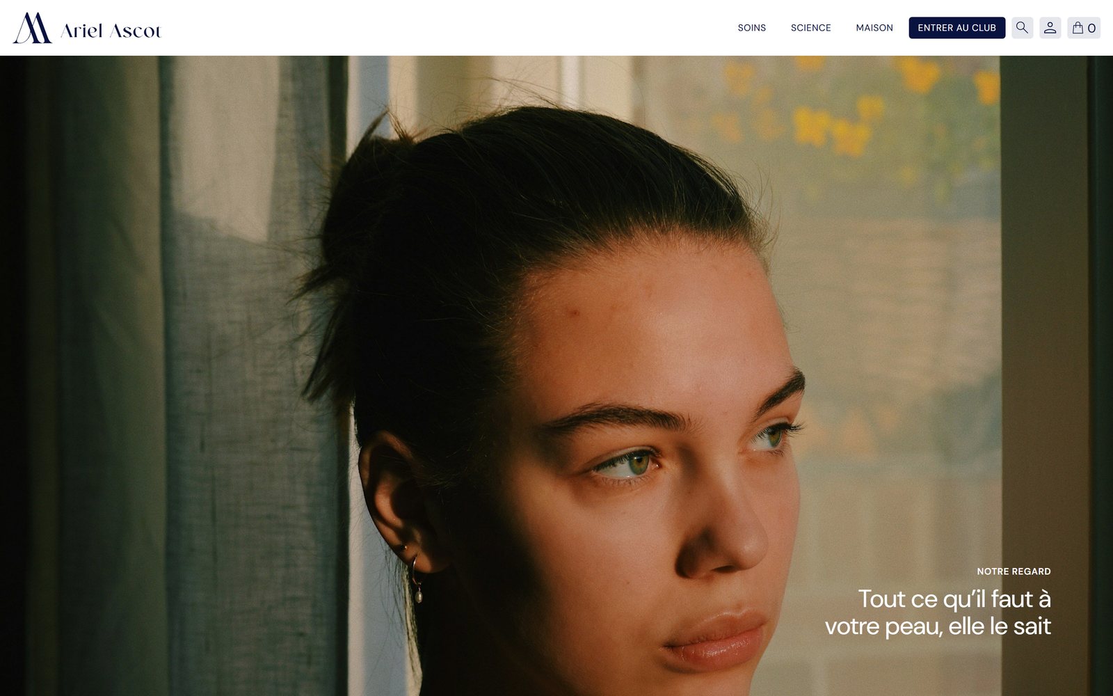 Philosophy page of the Ariel Ascot website: opening portrait, full page